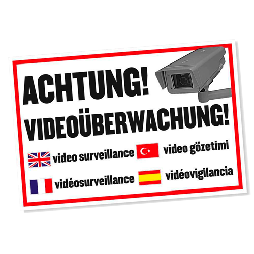 GAL 0193 Achtung Videoüberwachung Schild Aufkleber DRU 0012